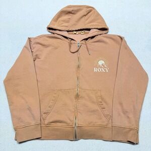 Roxy Vintage Y2K Zip Up Hoodie M Orange Sunny Days Ahead Skater Surf Streetwear
